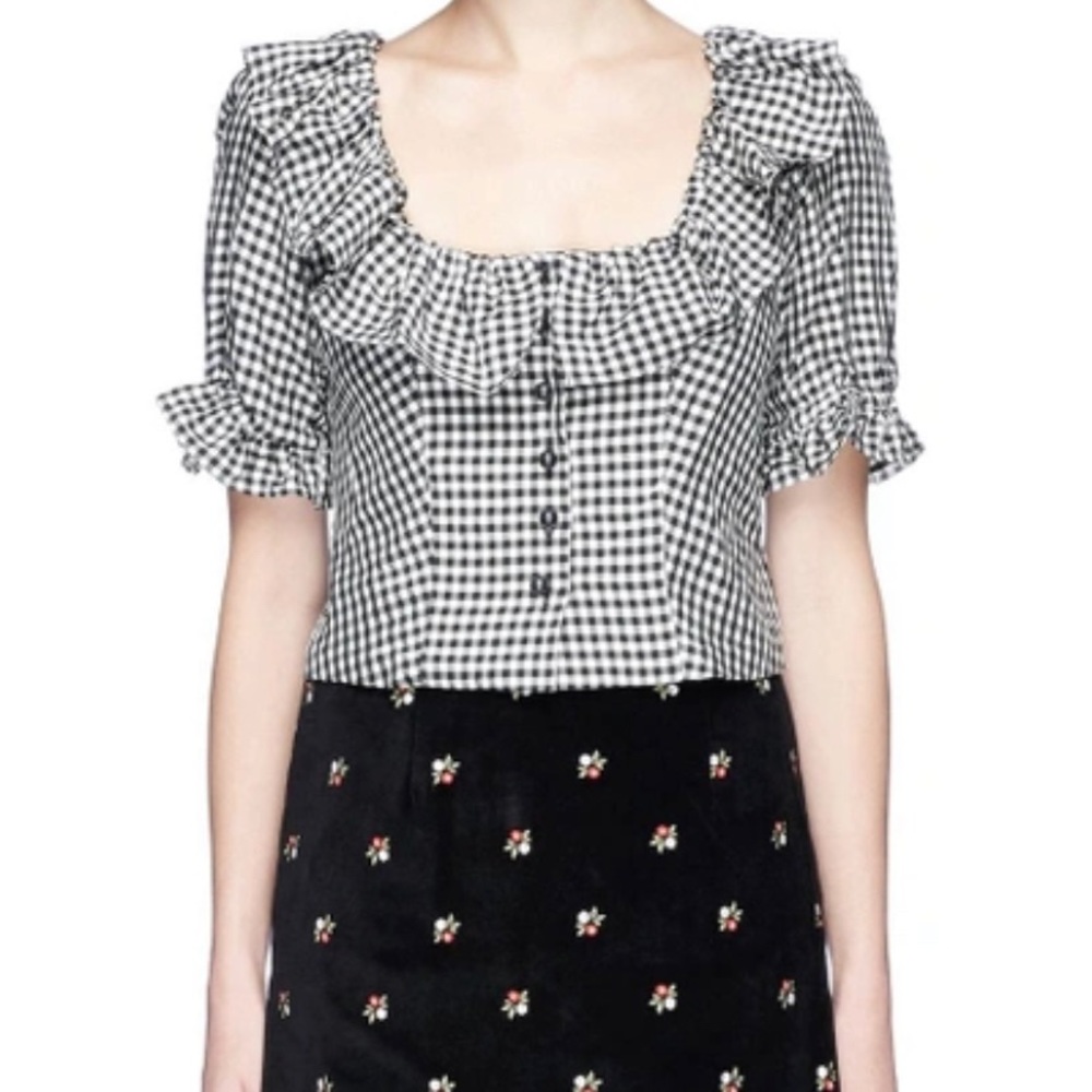 Alexa Chung Ruffle Gingham Top - Small